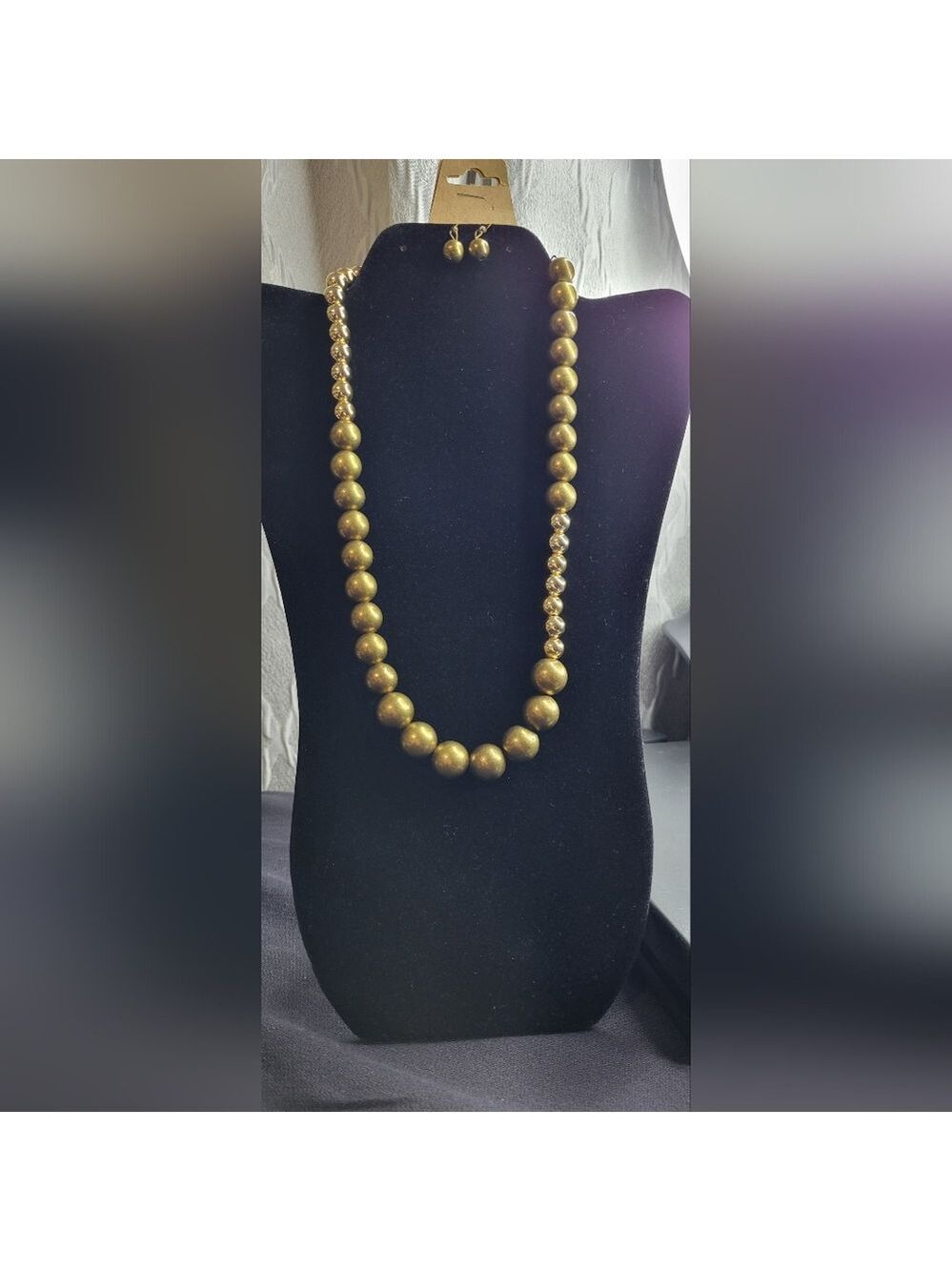 Copper & Gold Color Beaded Necklace and Earring Set